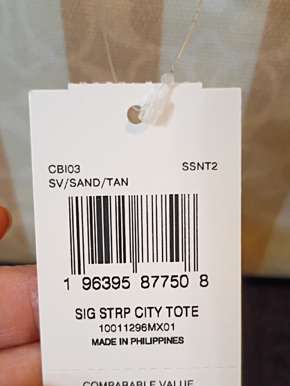 Coach Sand/Tan Large Striped Signature Tote NWT - Picture 3 of 6